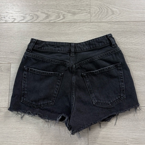 Topshop Black Distressed Denim Mom Shorts - Picture 3 of 9